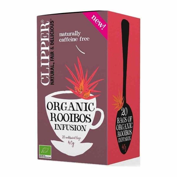 Experience pure bliss with Clipper Organic Rooibos Infusion - a premium, caffeine-free blend for a soothing and refreshing retreat.