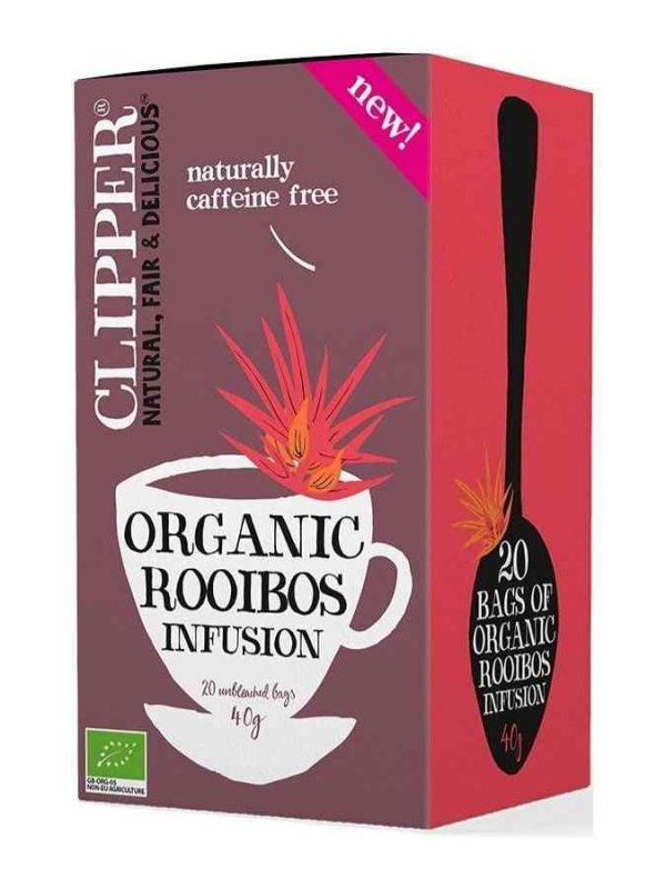 Experience pure bliss with Clipper Organic Rooibos Infusion - a premium, caffeine-free blend for a soothing and refreshing retreat.