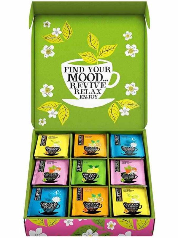 Clipper Organic Selection Gift Box - 45 Tea Bags, Natural and Sustainable Assorted Herbal Teas, Perfect Gift Set for Tea Lovers
