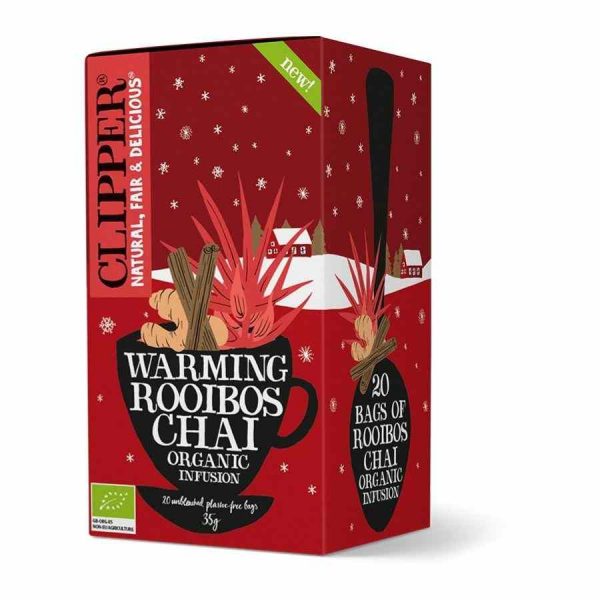 Premium Clipper Organic Warming Rooibos Chai Tea Bags - 20 Count, Natural Ingredients, Rich Flavor, Perfect for Cozy Evenings