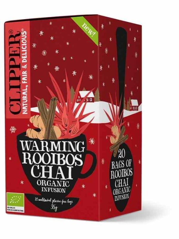 Premium Clipper Organic Warming Rooibos Chai Tea Bags - 20 Count, Natural Ingredients, Rich Flavor, Perfect for Cozy Evenings