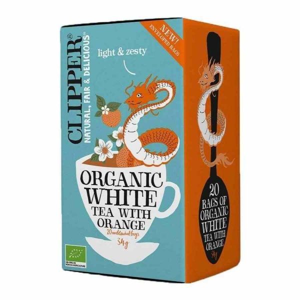 Clipper Organic White Tea With Orange 20 Bags - Refreshing blend of white tea infused with zesty orange notes, 20 tea bags