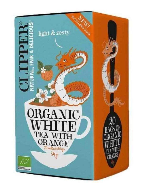 Clipper Organic White Tea With Orange 20 Bags - Refreshing blend of white tea infused with zesty orange notes, 20 tea bags