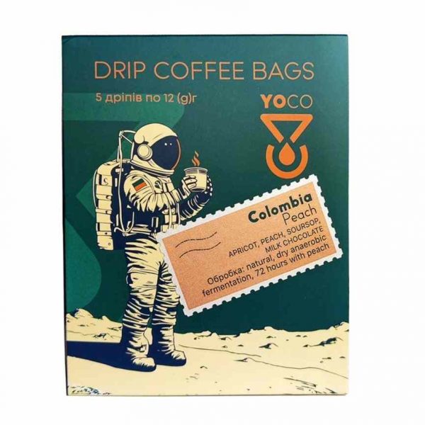 Colombia Peach 5 Coffee Filter Drip Bags - Enjoy premium quality coffee with this convenient drip bag set from Colombia.