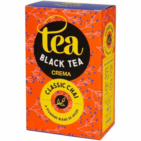 Indulge in the rich flavors of Crema Chai Classic Black Tea 85g, a premium blend of traditional spices and high-quality black tea.
