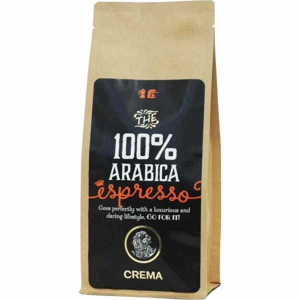 Indulge in the rich aroma of 100% Arabica Creme Espresso - the perfect blend of luxury and quality coffee for your online shopping experience.