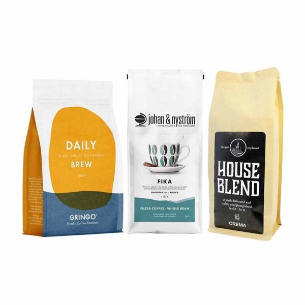 Indulge in the perfect trio of Crema House Blend, Gringo Nordic Daily Brew, and Johan & Nyström Fika 3 x 500g Coffee Beans - a coffee lover's dream!