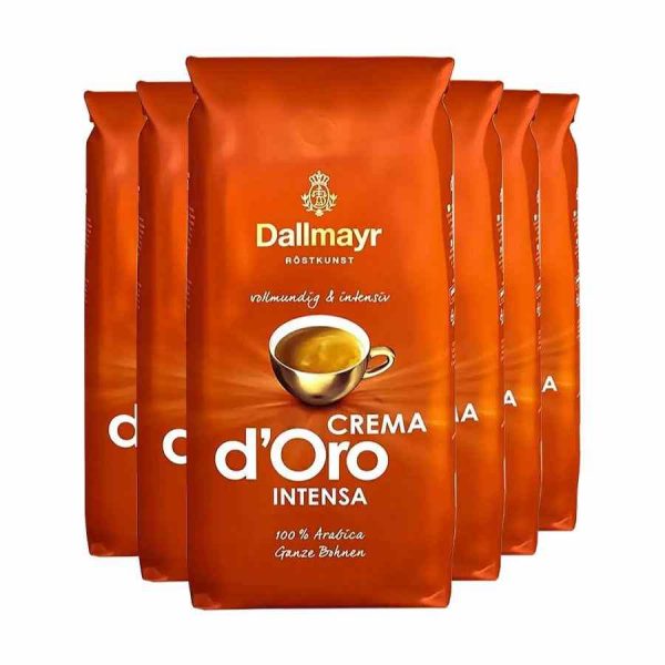 Indulge in Dallmayr Intense Crema d'Oro Coffee Beans, 6 x 1 kg - A rich blend of premium beans for the perfect espresso experience!