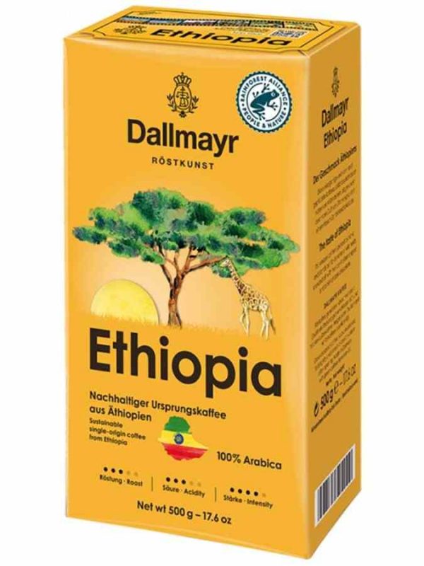 Dallmayr Ethiopia 500g Ground Coffee - Rich and aromatic Ethiopian blend perfect for coffee aficionados, freshly ground for a superior brew.