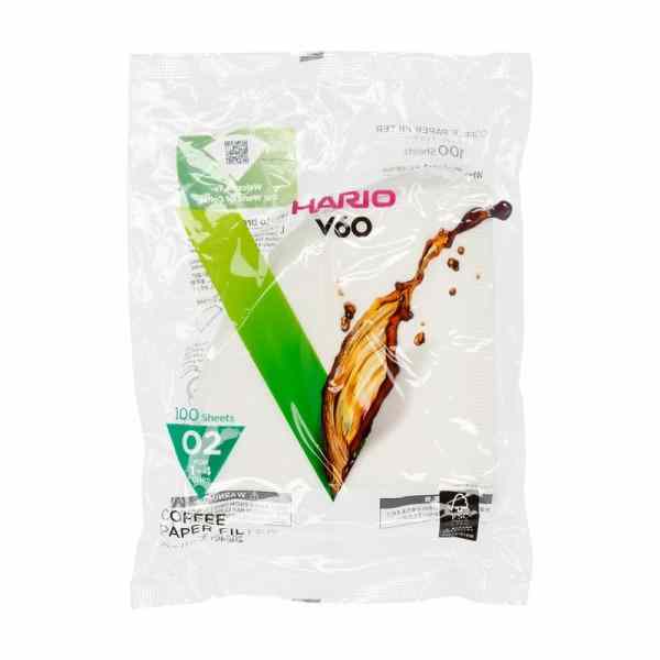 Premium V60 Filter 02 White Bag with 100 Units - Enjoy a perfect brew with these top-quality filters. Ideal for coffee lovers!