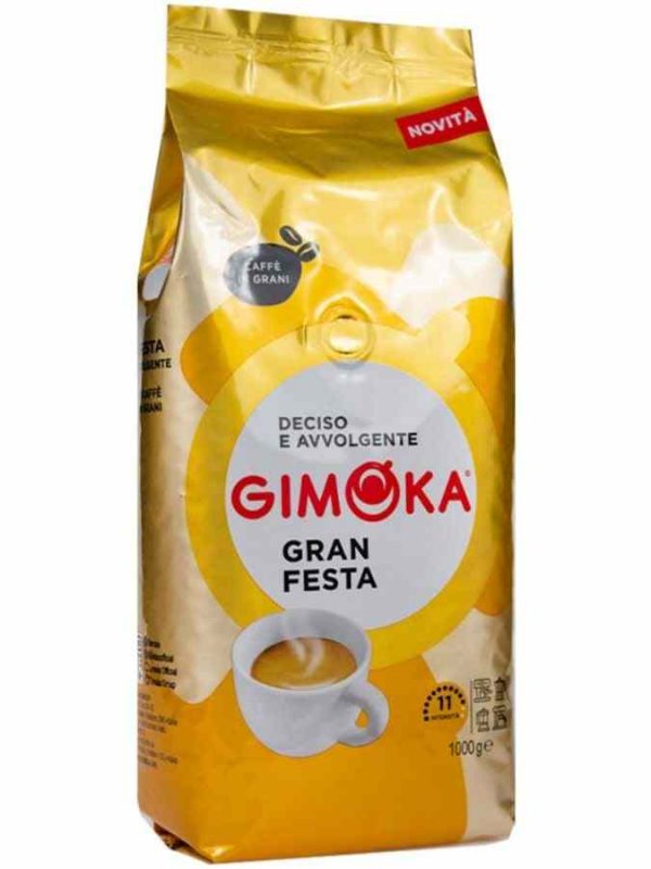 Indulge in rich aroma with Gimoka Festa Coffee in Beans 1 kg - Premium Italian coffee beans for gourmet delight, perfect for brewing at home or in cafes.