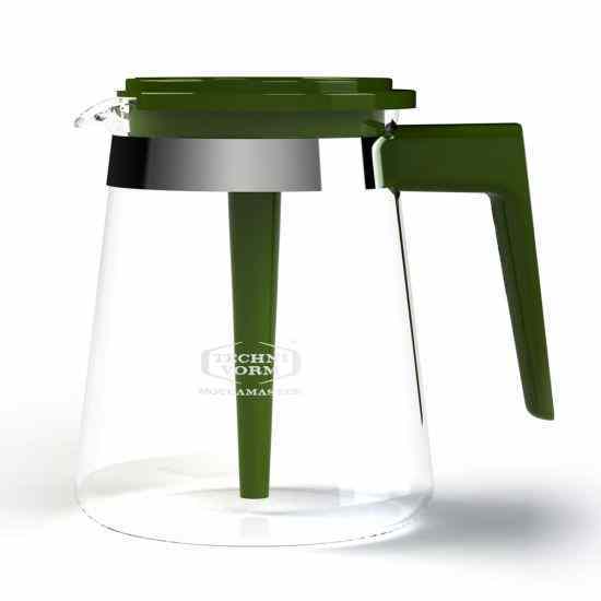 Stylish green glass jug with mixing lid - perfect for serving drinks in style at home. Buy now for a touch of elegance!