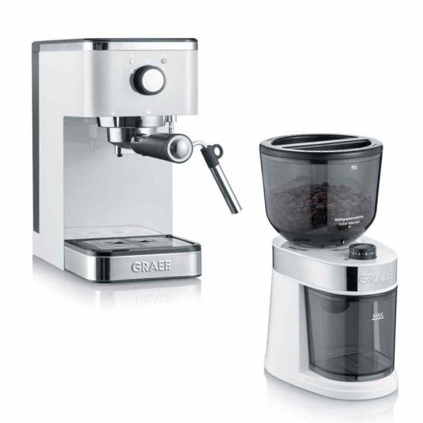 Get your perfect espresso fix with the Graef Salita espresso machine + coffee grinder CM201 - ultimate convenience and quality in one!