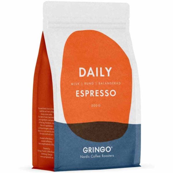 Indulge in rich and robust flavors with Gringo Nordic Daily Espresso 500g coffee beans - perfect for your daily dose of caffeine!