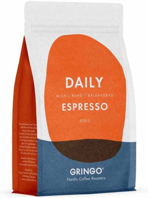 Indulge in rich and robust flavors with Gringo Nordic Daily Espresso 500g coffee beans - perfect for your daily dose of caffeine!