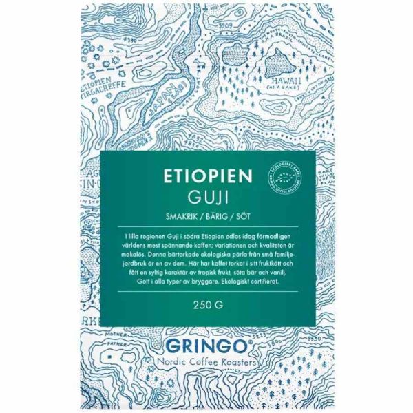 Experience the rich flavors of Gringo Nordic Etiopien Organic Guji 250g coffee beans - a premium organic blend for your daily brew!