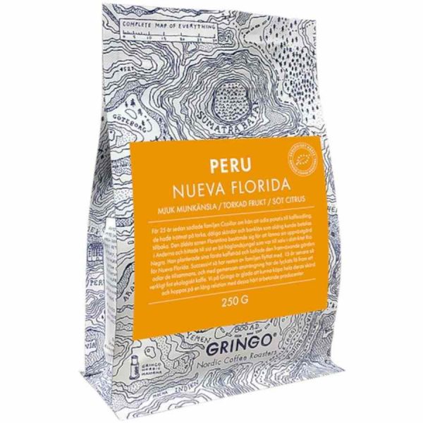 Organic Gringo Nordic Peru Nueva Florida Coffee Beans - 250g, Rich Flavor and Aroma, High-Quality Specialty Coffee Blend for Sale Online
