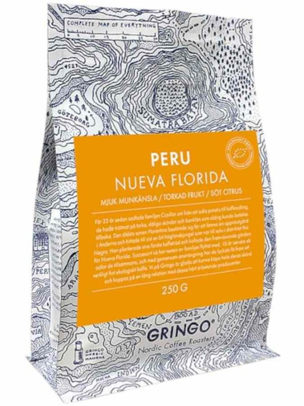 Organic Gringo Nordic Peru Nueva Florida Coffee Beans - 250g, Rich Flavor and Aroma, High-Quality Specialty Coffee Blend for Sale Online