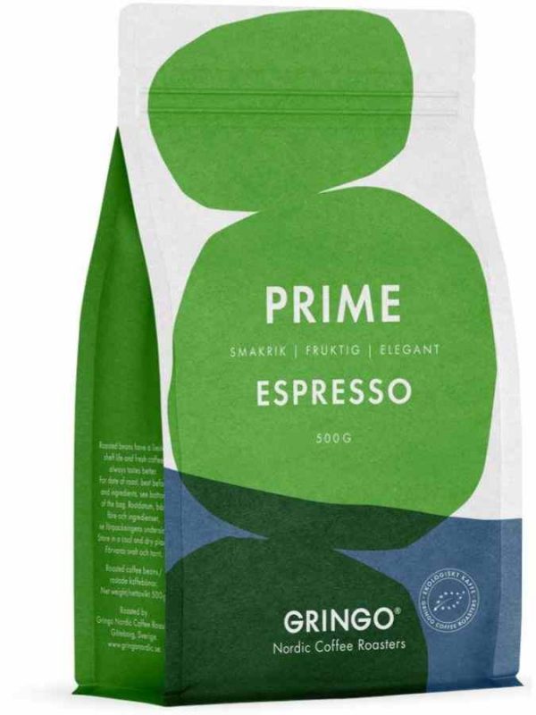 Premium Gringo Nordic Prime Espresso EKO 500 g coffee beans for a rich and aromatic brew - sustainably sourced and delicious blend.