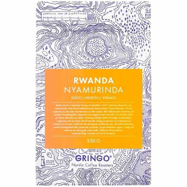 Full-bodied Gringo Nordic Ruanda Nyamurinda Red Bourbon 250g coffee beans, perfect for coffee enthusiasts seeking rich and bold flavors.
