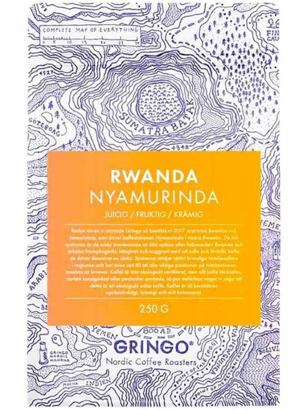 Full-bodied Gringo Nordic Ruanda Nyamurinda Red Bourbon 250g coffee beans, perfect for coffee enthusiasts seeking rich and bold flavors.