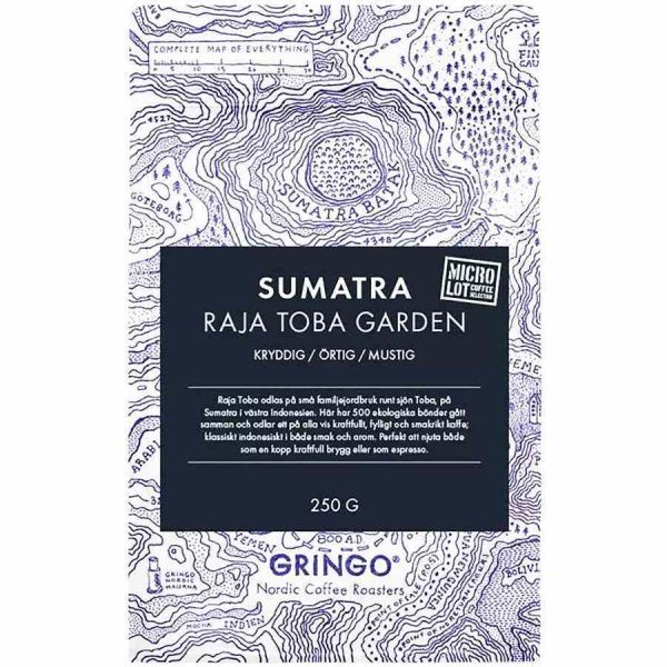 Experience the rich flavors of Gringo Nordic Sumatra Raja Toba Garden 250g coffee beans, straight from Indonesia's renowned region.