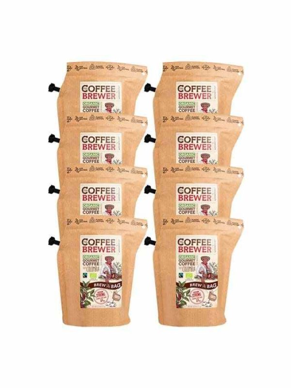 Premium Grower's Cup Colombia FTO Coffeebrewer Pack of 8 - Enjoy rich flavors from sustainable coffee beans, convenient on-the-go brewing solution.