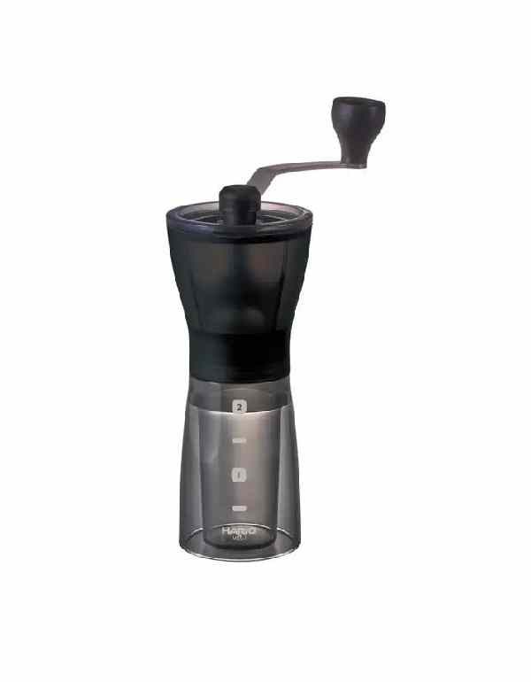 Experience precise coffee grinding with Hario Ceramic Coffee Mill Mini-Slim + MSS-1DTB. Compact and efficient manual grinder for coffee aficionados.