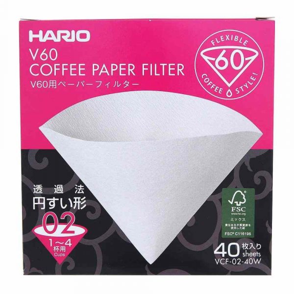Premium Hario V60 Paper Filters 40 sheets | VCF-02-40W for the perfect coffee brew, ideal for coffee enthusiasts and baristas