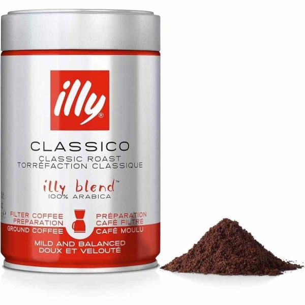 Premium illy Classico 250g Ground Filter Coffee - Rich and aromatic blend for a flavorful morning cup, buy online now!