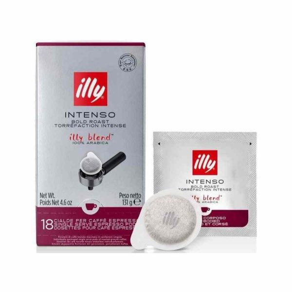 Experience bold flavor with illy Intenso ESE espresso coffee capsules - pack of 18 units. Indulge in premium coffee from the comfort of your home!