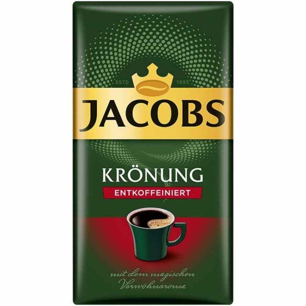 Premium Jacobs Kronung Entkoffeiniert 500g decaf roasted & ground coffee - Rich flavor without the caffeine buzz - Buy now!