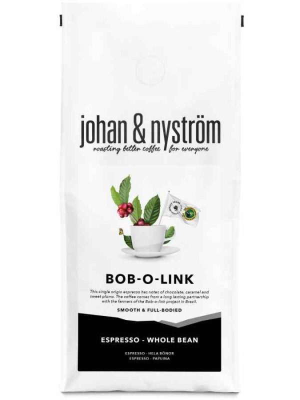 Indulge in Johan & Nyström Bob-O-Link Brasil Espresso 500 g Coffee Beans - the perfect blend for your daily coffee fix!