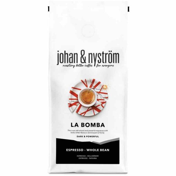 Indulge in the bold flavor of Johan & Nyström Espresso La Bomba 500g coffee beans - aromatic and rich, perfect for a satisfying cup of coffee.