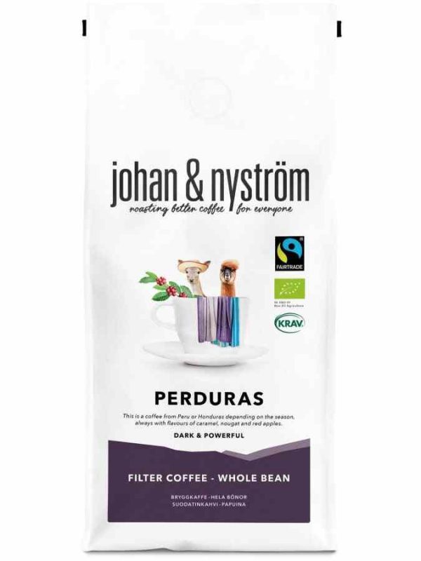 Indulge in the rich flavors of Johan & Nyström Perdura's FTO 500g organic coffee beans - a premium blend for coffee connoisseurs.