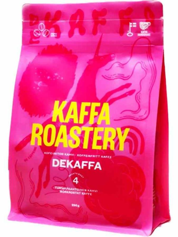Indulge in the rich flavor of Kaffa Dekaffa Decaffeinated Coffee Beans - premium 250g pack for a delightful caffeine-free experience!