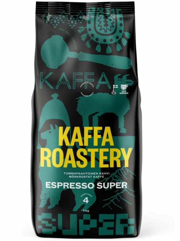 Premium Kaffa Roastery Espresso Super Coffee 1 kg whole bean blend for the perfect pick-me-up brew at home or in your cafe