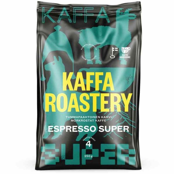 Premium Kaffa Roastery Espresso Super 250g Coffee Beans - Rich and flavorful blend for the perfect cup of espresso at home or in your café.