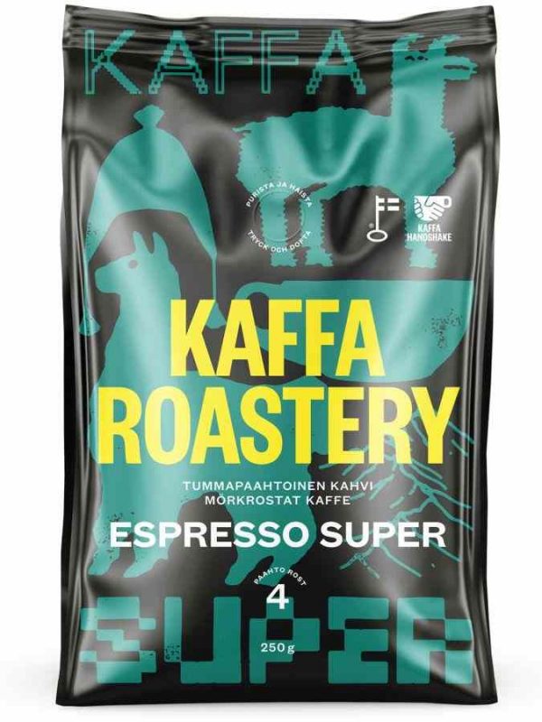 Premium Kaffa Roastery Espresso Super 250g Coffee Beans - Rich and flavorful blend for the perfect cup of espresso at home or in your café.