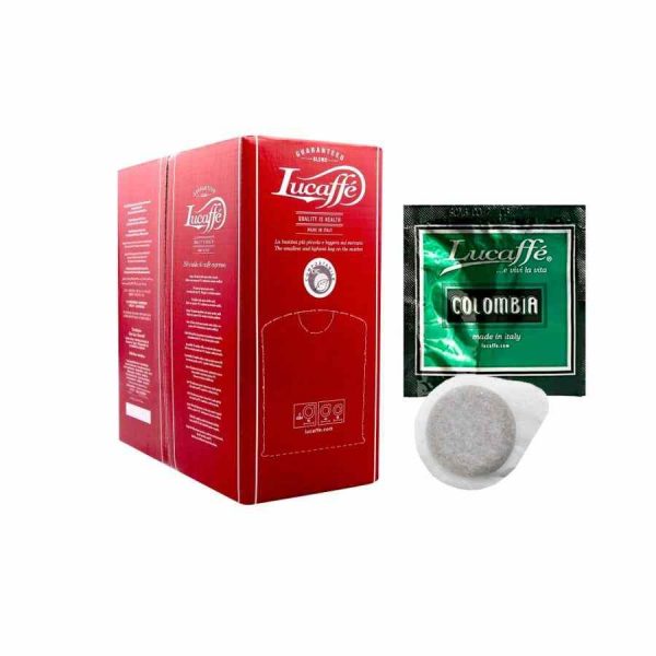 Indulge in rich Lucaffé Colombia ESE espresso coffee capsules - a pack of 150 units for a premium coffee experience. Order now for exquisite taste!