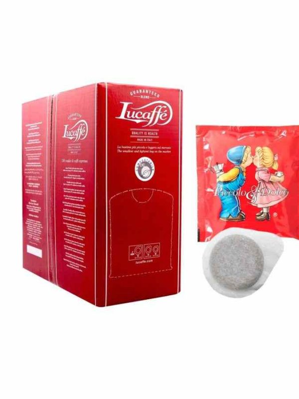 Indulge in Lucaffé Piccolo & Dolce ESE espresso coffee capsules - 150 units of premium Italian coffee pods for the perfect morning brew.