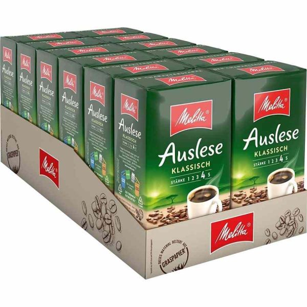 Indulge in the rich aroma of Melitta Auslese Classic 12 x 500 g Ground Coffee - a premium blend for a perfect morning pick-me-up!