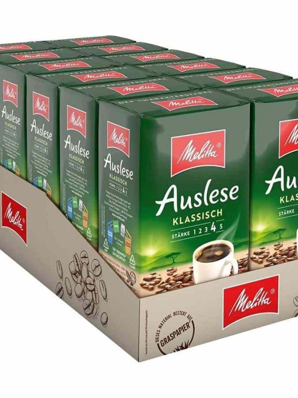 Indulge in the rich aroma of Melitta Auslese Classic 12 x 500 g Ground Coffee - a premium blend for a perfect morning pick-me-up!