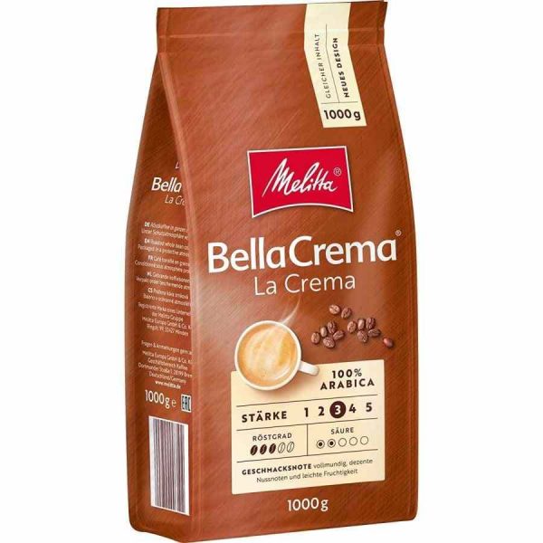 Rich and creamy Melitta BellaCrema La Crema 1 kg coffee beans - the perfect blend for coffee lovers seeking premium quality.