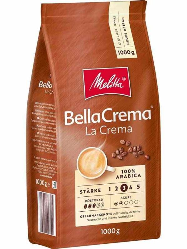 Rich and creamy Melitta BellaCrema La Crema 1 kg coffee beans - the perfect blend for coffee lovers seeking premium quality.