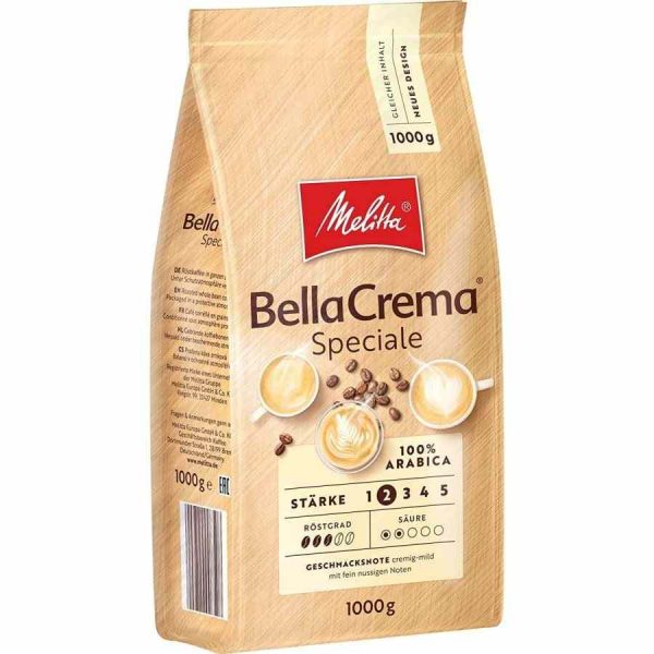 Indulge in the rich aroma of Melitta BellaCrema Speciale 1 kg coffee beans, a premium blend for true coffee connoisseurs. Order online now!