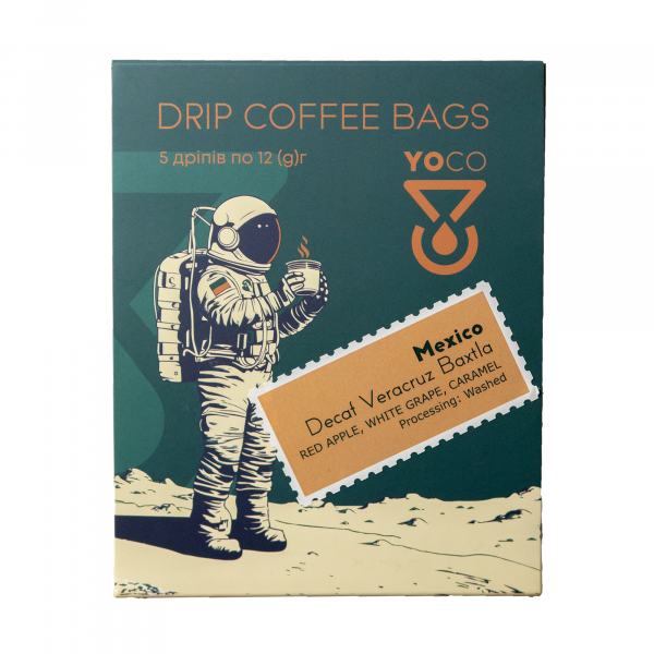 Indulge in rich Mexico Decaf Veracruz flavor with 5 drip coffee sachets for a smooth taste experience