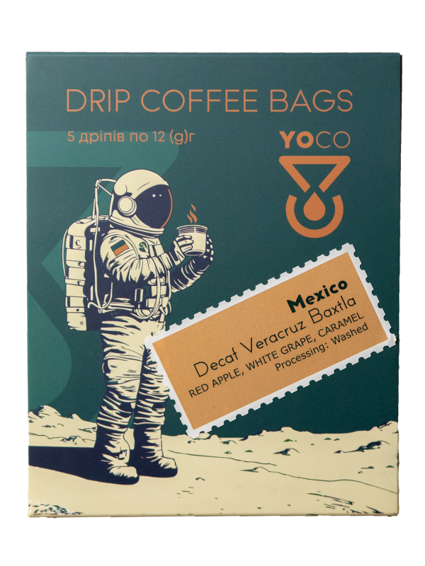 Indulge in rich Mexico Decaf Veracruz flavor with 5 drip coffee sachets for a smooth taste experience