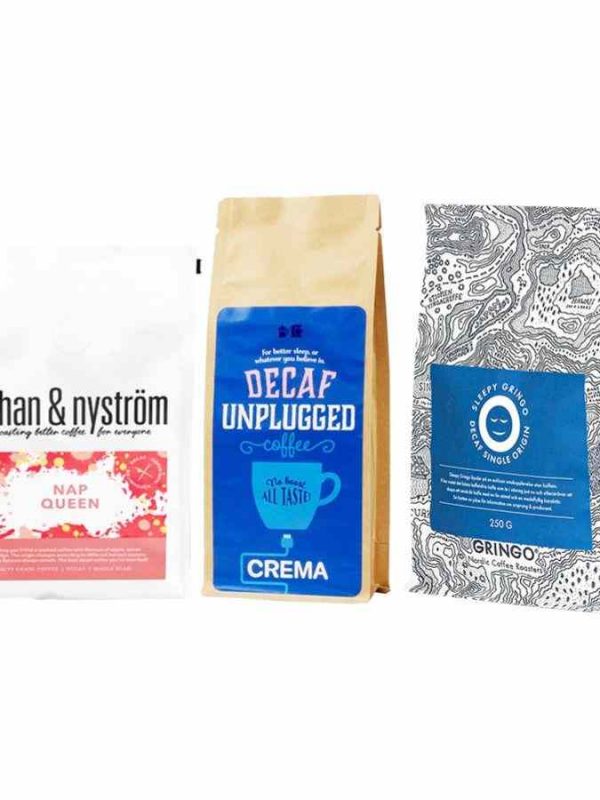 Premium decaf coffee beans trio pack, 750 g total from Micro Roastery, the ideal choice for coffee connoisseurs seeking exquisite flavor.