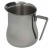 Stylish stainless steel milk jug for baristas, perfect for latte art and steamy froths